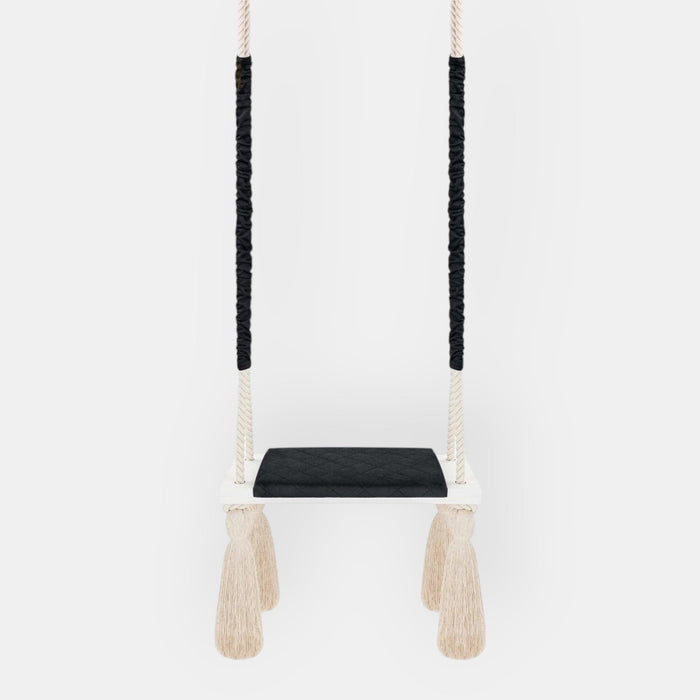Altalena in Legno Massello per Bambini in Nero - Altalena Interno