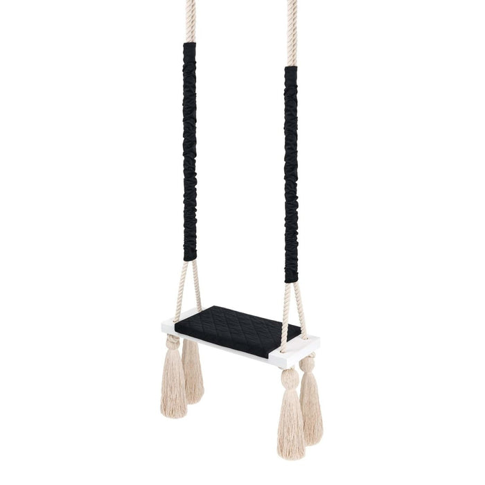 Altalena in Legno Massello per Bambini in Nero - Altalena Interno