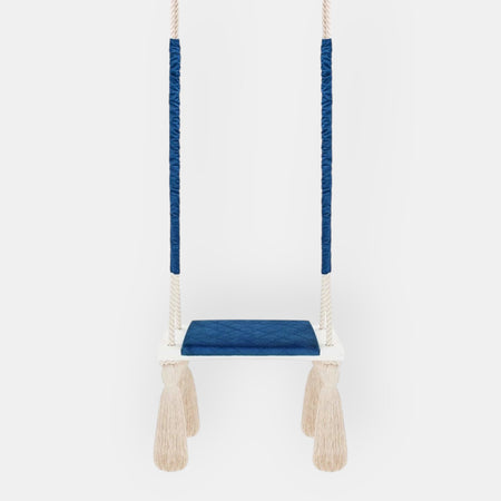 Altalena in Legno Massello per Bambini in Blu Scuro - Altalena Interno