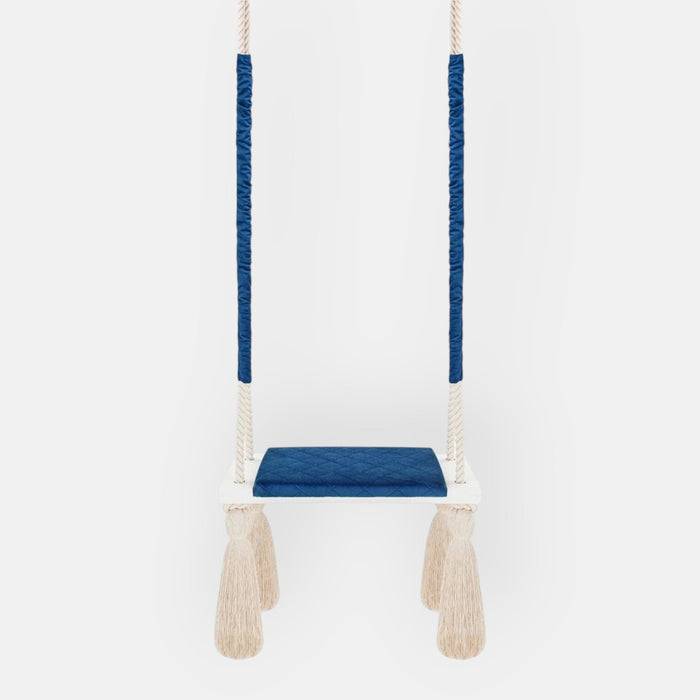 Altalena in Legno Massello per Bambini in Blu Scuro - Altalena Interno