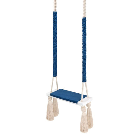 Altalena in Legno Massello per Bambini in Blu Scuro - Altalena Interno