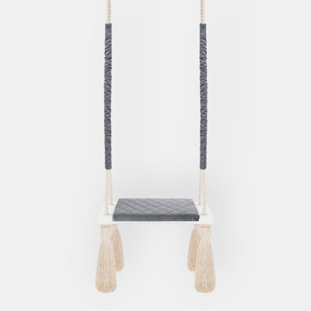 Altalena in Legno Massello per Bambini in Grigio Scuro - Altalena Interno