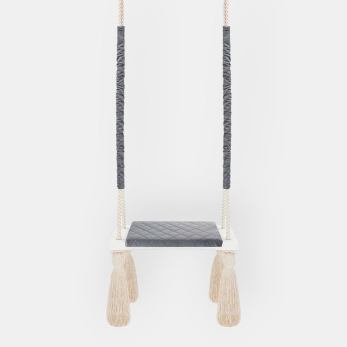 Altalena in Legno Massello per Bambini in Grigio Scuro - Altalena Interno