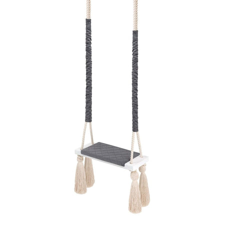 Altalena in Legno Massello per Bambini in Grigio Scuro - Altalena Interno