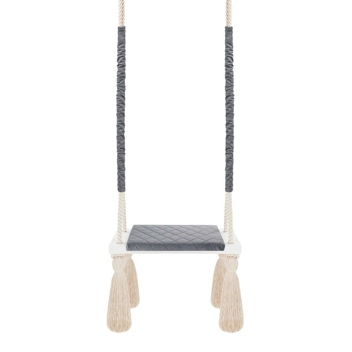 Altalena in Legno Massello per Bambini in Grigio Scuro - Altalena Interno