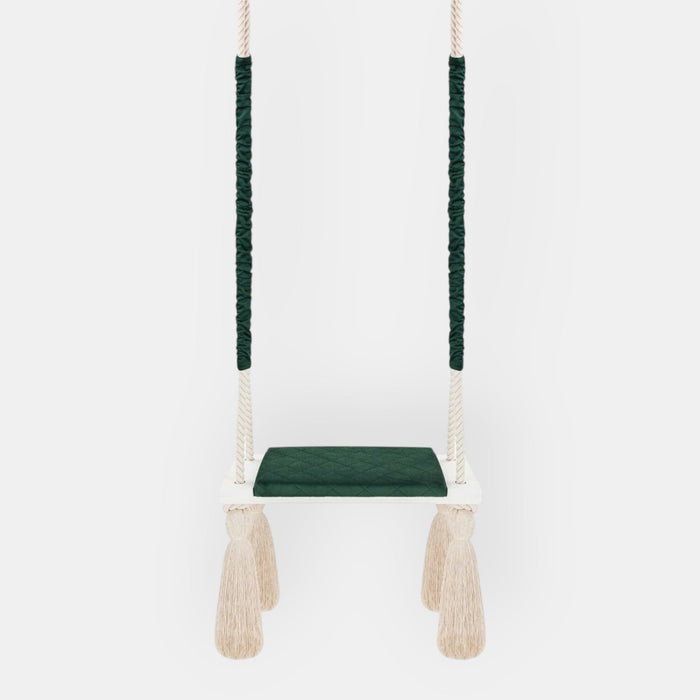 Altalena in Legno Massello per Bambini in Verde - Altalena Interno