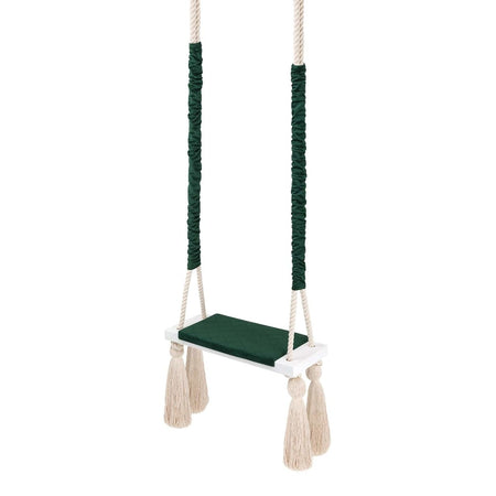 Altalena in Legno Massello per Bambini in Verde - Altalena Interno