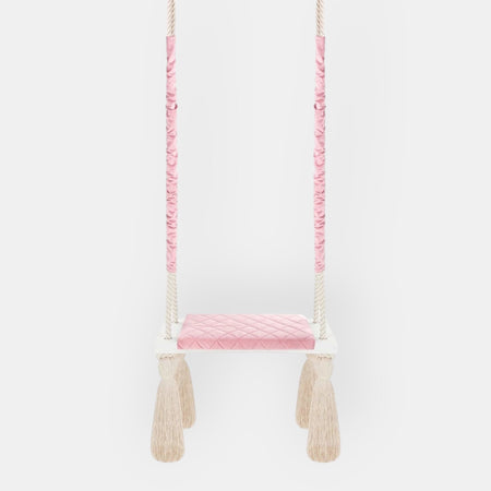 Altalena in Legno Massello per Bambini in Rosa - Altalena Interno