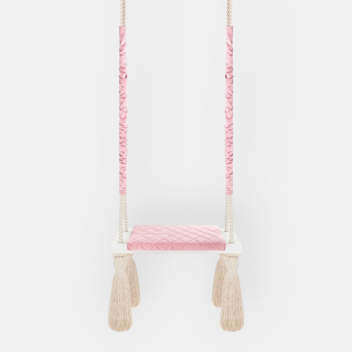 Altalena in Legno Massello per Bambini in Rosa - Altalena Interno
