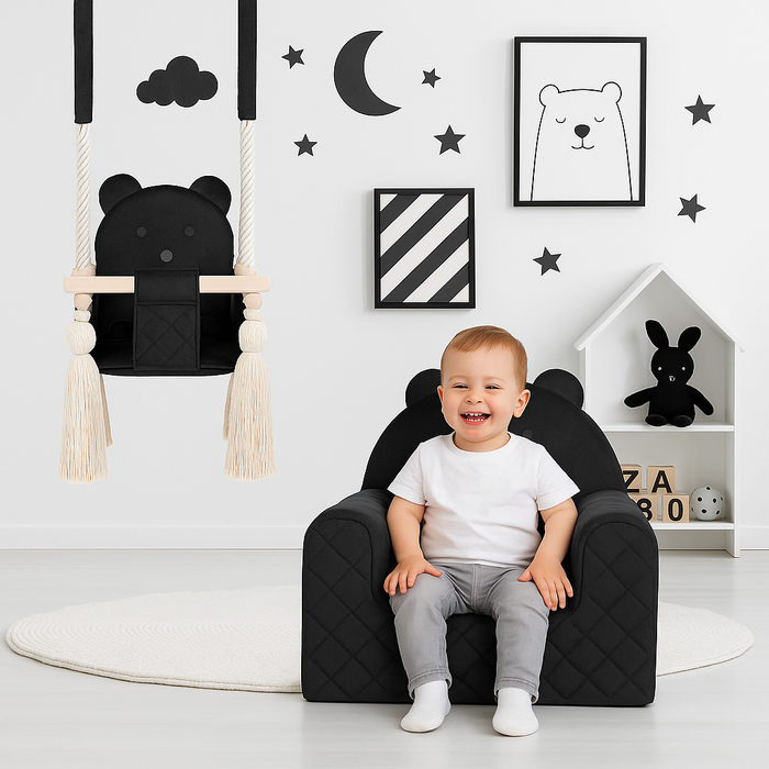 Altalena per Bambini in Velluto Nero - Altalena Interno