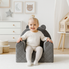 Poltroncina Cameretta a Forma di Orso in Velluto Grigio Scuro