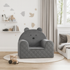 Poltroncina Cameretta a Forma di Orso in Velluto Grigio Scuro