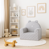 Poltroncina Cameretta a Forma di Orso in Velluto Grigio Chiaro