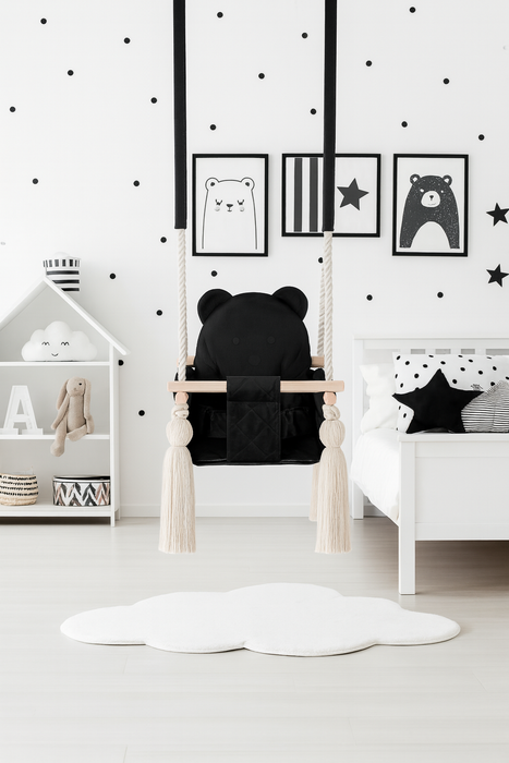 Altalena per Bambini in Velluto Nero - Altalena Interno