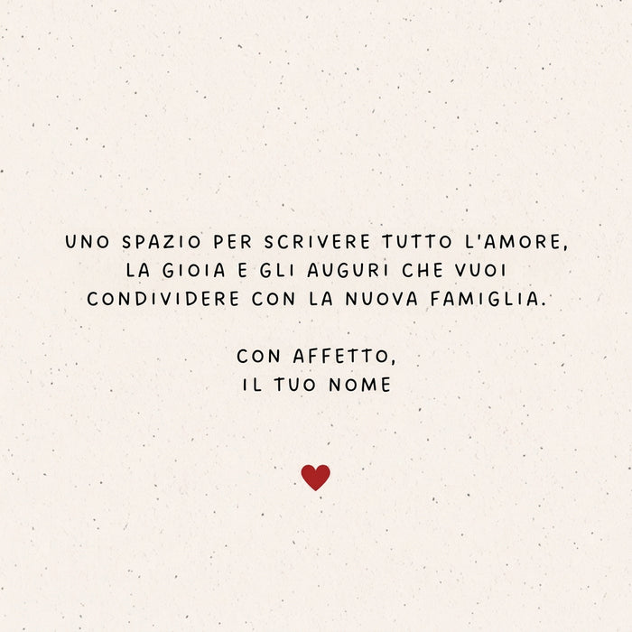 Biglietto d'auguri Nid Magique con messaggio di esempio e cuore rosso