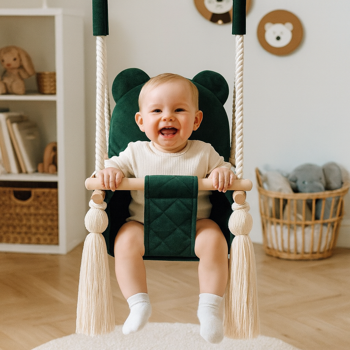 Altalena per Bambini in Velluto Verde - Altalena Interno
